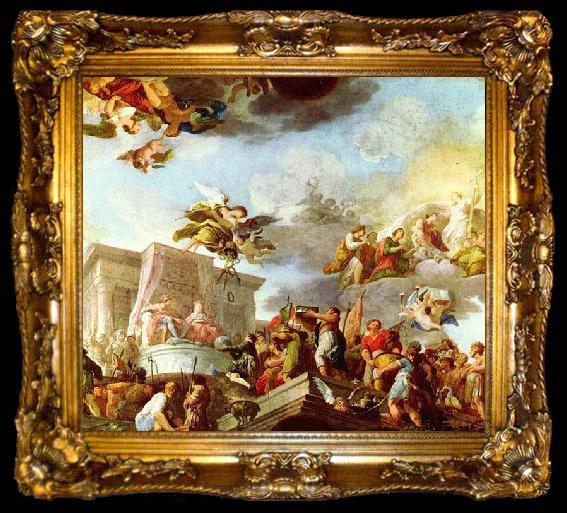 framed  Zacarias Gonzalez Velazquez Christoph Kolumbus prasentiert den Katholischen Majestaten die Neue Welt, ta009-2
